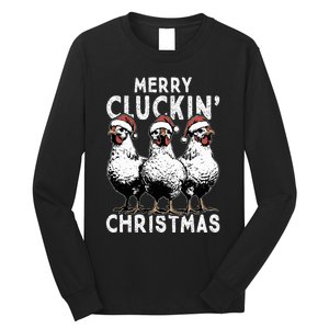 Merry Cluckin Christmas Funny Christmas Graphic Long Sleeve Shirt