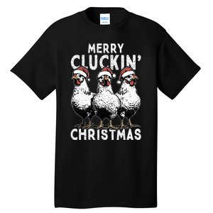 Merry Cluckin Christmas Funny Christmas Graphic Tall T-Shirt