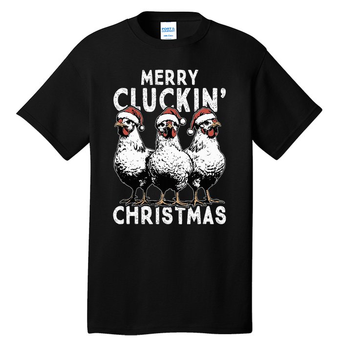 Merry Cluckin Christmas Funny Christmas Graphic Tall T-Shirt