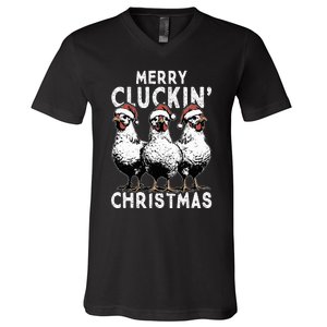 Merry Cluckin Christmas Funny Christmas Graphic V-Neck T-Shirt