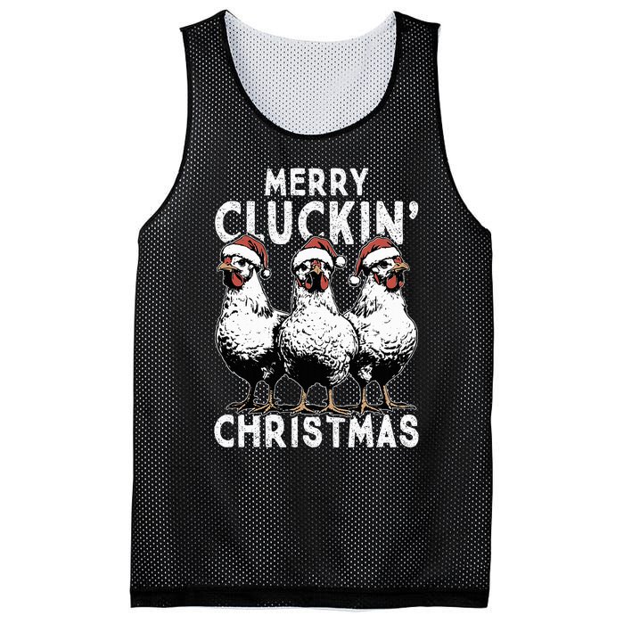 Merry Cluckin Christmas Funny Christmas Graphic Mesh Reversible Basketball Jersey Tank