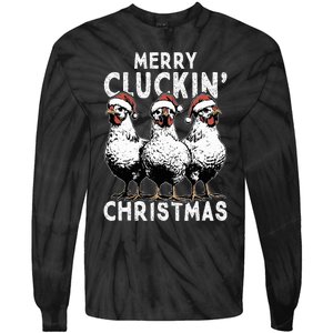 Merry Cluckin Christmas Funny Christmas Graphic Tie-Dye Long Sleeve Shirt