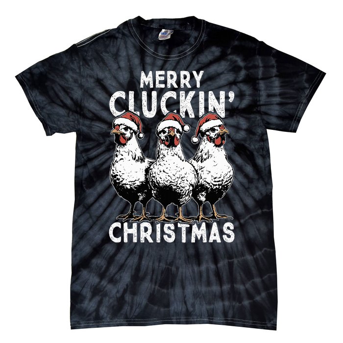 Merry Cluckin Christmas Funny Christmas Graphic Tie-Dye T-Shirt