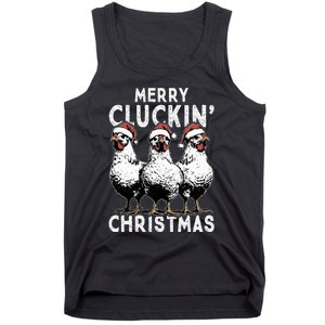 Merry Cluckin Christmas Funny Christmas Graphic Tank Top