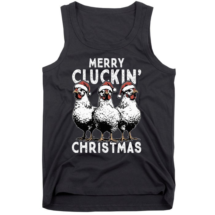 Merry Cluckin Christmas Funny Christmas Graphic Tank Top