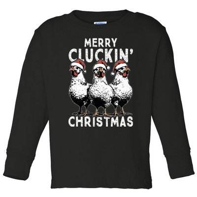 Merry Cluckin Christmas Funny Christmas Graphic Toddler Long Sleeve Shirt