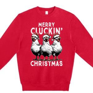 Merry Cluckin Christmas Funny Christmas Graphic Premium Crewneck Sweatshirt