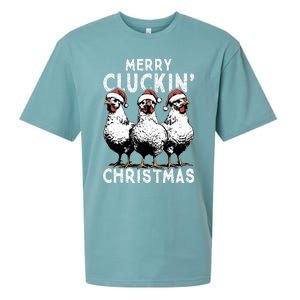 Merry Cluckin Christmas Funny Christmas Graphic Sueded Cloud Jersey T-Shirt