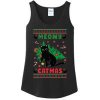 Meowy Catmas Cute Kawaii Cat Christmas Tree Ugly Sweater Ladies Essential Tank