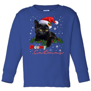 Merry Christmas Cat Santa Xmas Meowy Catmas Cute Black Cat Toddler Long Sleeve Shirt