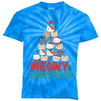 Meowy Christmas Cute Gift Kids Tie-Dye T-Shirt