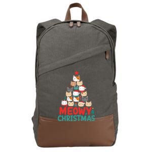 Meowy Christmas Cute Gift Cotton Canvas Backpack