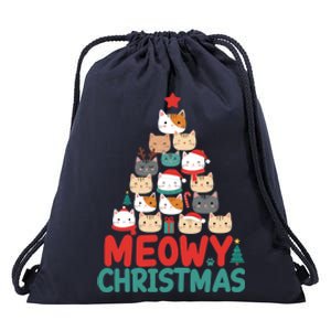 Meowy Christmas Cute Gift Drawstring Bag