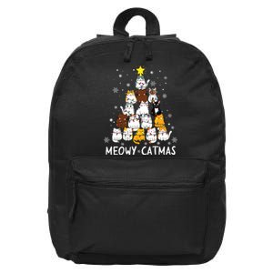 Meowy Catmas Cat Christmas Tree Xmas Funny Santa 16 in Basic Backpack