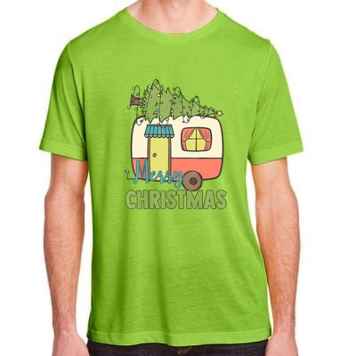 Merry Christmas Camping Van Trailer Xmas Tree Gift Adult ChromaSoft Performance T-Shirt