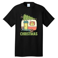 Merry Christmas Camping Van Trailer Xmas Tree Gift Tall T-Shirt