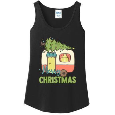 Merry Christmas Camping Van Trailer Xmas Tree Gift Ladies Essential Tank