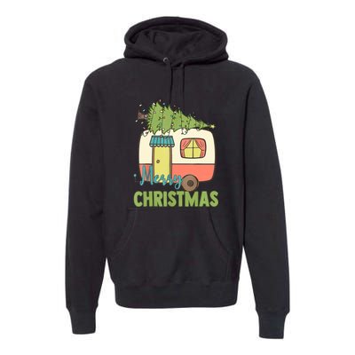 Merry Christmas Camping Van Trailer Xmas Tree Gift Premium Hoodie