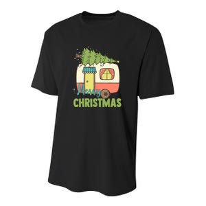 Merry Christmas Camping Van Trailer Xmas Tree Gift Youth Performance Sprint T-Shirt