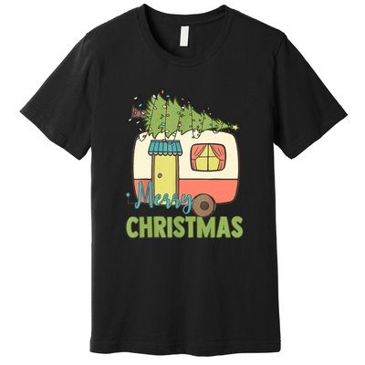 Merry Christmas Camping Van Trailer Xmas Tree Gift Premium T-Shirt