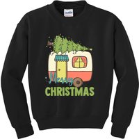 Merry Christmas Camping Van Trailer Xmas Tree Gift Kids Sweatshirt