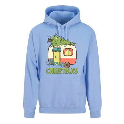 Merry Christmas Camping Van Trailer Xmas Tree Gift Unisex Surf Hoodie