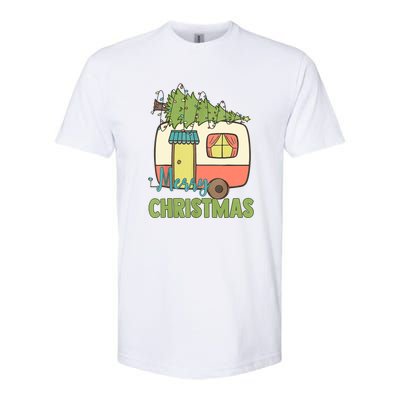 Merry Christmas Camping Van Trailer Xmas Tree Gift Softstyle CVC T-Shirt