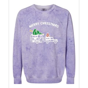 Merry Christmas Caravan Camping RV Trailer Xmas Tree Gift Colorblast Crewneck Sweatshirt