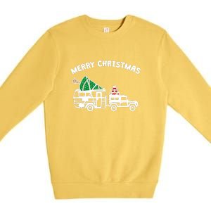 Merry Christmas Caravan Camping RV Trailer Xmas Tree Gift Premium Crewneck Sweatshirt