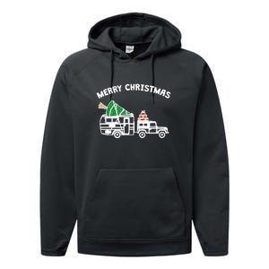 Merry Christmas Caravan Camping RV Trailer Xmas Tree Gift Performance Fleece Hoodie