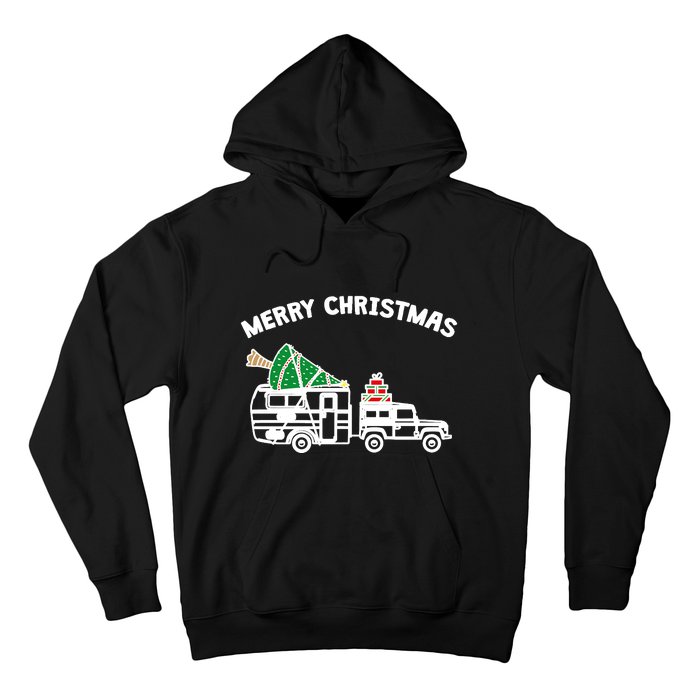 Merry Christmas Caravan Camping RV Trailer Xmas Tree Gift Hoodie