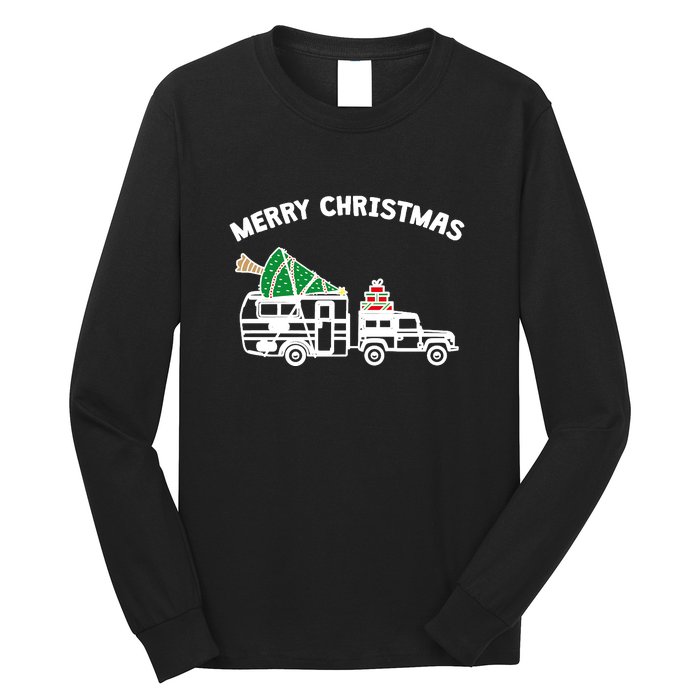 Merry Christmas Caravan Camping RV Trailer Xmas Tree Gift Long Sleeve Shirt