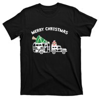 Merry Christmas Caravan Camping RV Trailer Xmas Tree Gift T-Shirt