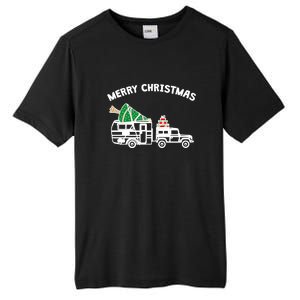 Merry Christmas Caravan Camping RV Trailer Xmas Tree Gift Tall Fusion ChromaSoft Performance T-Shirt