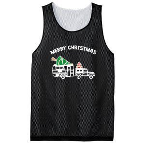 Merry Christmas Caravan Camping RV Trailer Xmas Tree Gift Mesh Reversible Basketball Jersey Tank