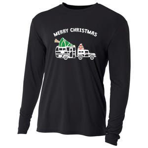 Merry Christmas Caravan Camping RV Trailer Xmas Tree Gift Cooling Performance Long Sleeve Crew