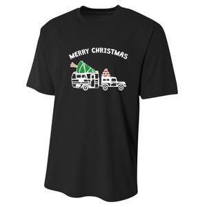 Merry Christmas Caravan Camping RV Trailer Xmas Tree Gift Performance Sprint T-Shirt