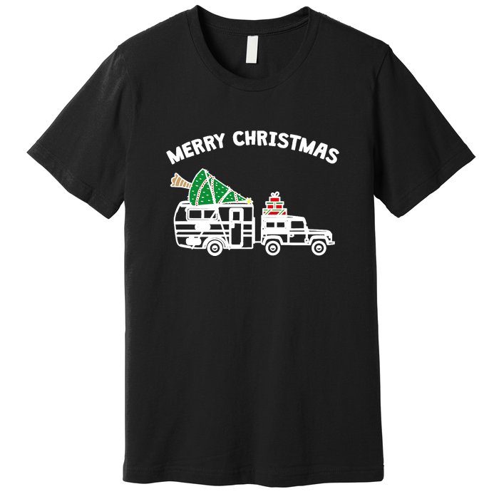 Merry Christmas Caravan Camping RV Trailer Xmas Tree Gift Premium T-Shirt