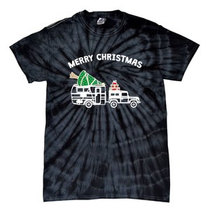 Merry Christmas Caravan Camping RV Trailer Xmas Tree Gift Tie-Dye T-Shirt