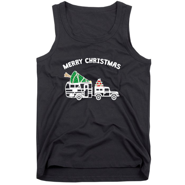 Merry Christmas Caravan Camping RV Trailer Xmas Tree Gift Tank Top