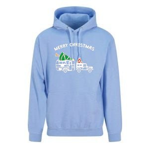 Merry Christmas Caravan Camping RV Trailer Xmas Tree Gift Unisex Surf Hoodie