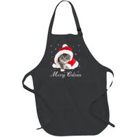 Merry Catmas Cute Cat Kitten Santa Hat Christmas Gift Funny Full-Length Apron With Pockets