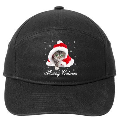 Merry Catmas Cute Cat Kitten Santa Hat Christmas Gift Funny 7-Panel Snapback Hat