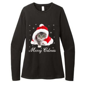 Merry Catmas Cute Cat Kitten Santa Hat Christmas Gift Funny Womens CVC Long Sleeve Shirt