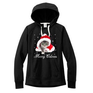 Merry Catmas Cute Cat Kitten Santa Hat Christmas Gift Funny Women's Fleece Hoodie