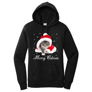 Merry Catmas Cute Cat Kitten Santa Hat Christmas Gift Funny Women's Pullover Hoodie