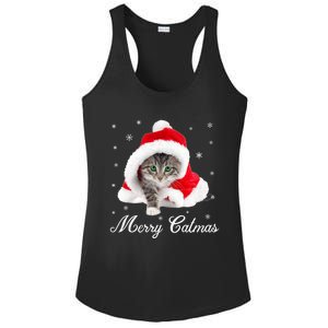 Merry Catmas Cute Cat Kitten Santa Hat Christmas Gift Funny Ladies PosiCharge Competitor Racerback Tank