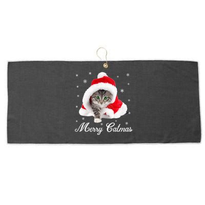 Merry Catmas Cute Cat Kitten Santa Hat Christmas Gift Funny Large Microfiber Waffle Golf Towel