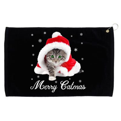 Merry Catmas Cute Cat Kitten Santa Hat Christmas Gift Funny Grommeted Golf Towel