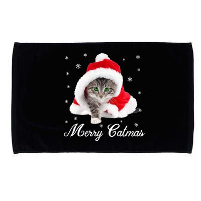 Merry Catmas Cute Cat Kitten Santa Hat Christmas Gift Funny Microfiber Hand Towel